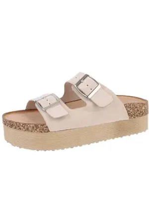 Ital-Design Damen Mules Freizeit Plateausandaletten (86706612) Flach Pantoletten in Beige beige|braun 38 EU