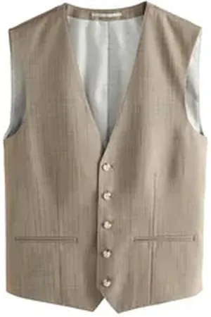 Next Anzugweste Gestreifte Anzugweste mit Fischgratmuster (1-tlg) beige 110/114 (GB: 44L)