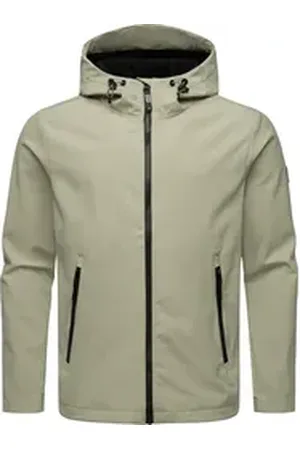 Ragwear Softshelljacke Shellwie Warm wasserdichte Herren Übergangsjacke mit großer Kapuze grün S (48)