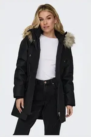 ONLY Parka ONLIRIS FUR WINTER PARKA LIFE CC OTW mit verdeckter Knopfleiste schwarz S (36)