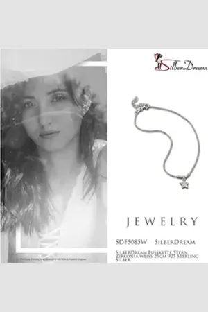 SilberDream Fußkette mit Anhänger Damen Fußkette Stern weiß, Damen Fußkette Stern aus 925 Sterling Silber, Farbe: weiß, silber silberfarben|weiß