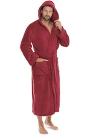 Celinatex Bademantel Saunamantel Fleece Kapuze für Sie&Ihn Florida L bordeaux, Polyester rot L