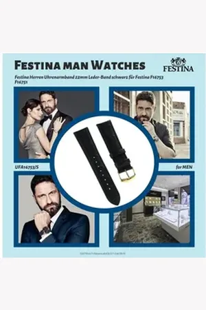 Festina Uhrenarmband Herren Uhrenarmband 22mm, Herrenuhrenarmband aus Leder, Elegant-Style schwarz