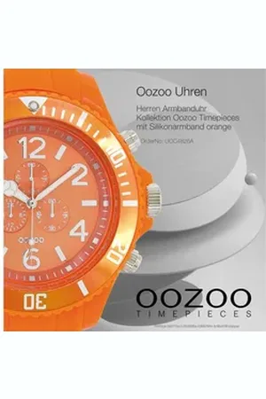 Oozoo Quarzuhr Damen Armbanduhr blau Analog, (Analoguhr), Herrenuhr rund, extra groß (ca. 49mm) Silikonarmband, Fashion-Style orange