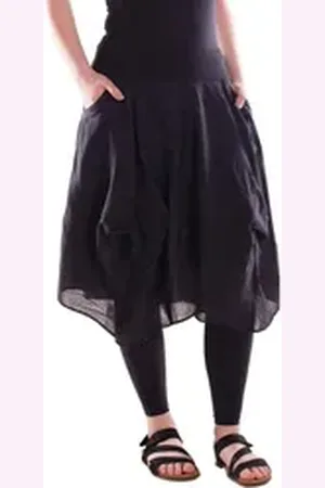 Vishes Sommerrock Damen knielanger Rock Baumwolle Vintage, Retro extra breiter Bund mit Alternative Bekleidung, Ethno, Hippie, Retro Style schwarz 48-50