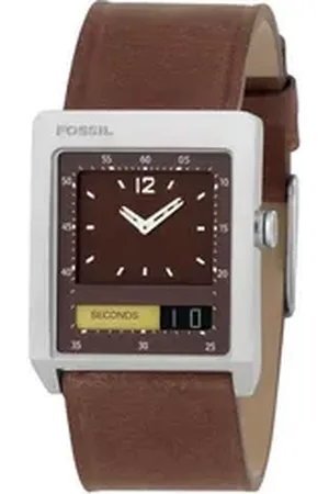 Fossil Quarzuhr Edelstahl Lederband Silber Braun - JR9527