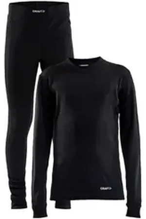 Craft Thermounterhemd Core Dry Baselayer Set Junior (Oberteil mit langen Ärmeln, lange Hose) mit Flatlocknähten schwarz 146-152