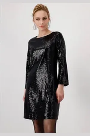 monari Cocktailkleid mit glänzenden Pailletten schwarz 42