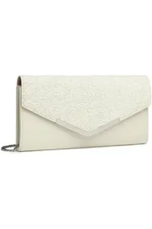 MISS LULÙ Abendtasche Elegante Clutch Bag mit Kette für Damen als Umhängetaschen-Modell weiß
