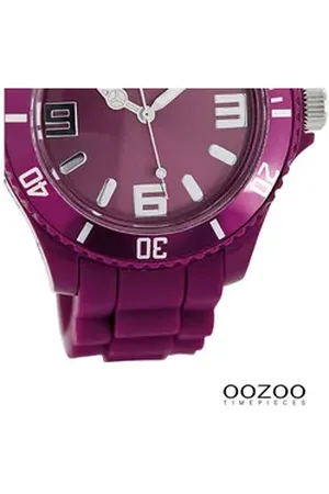 Oozoo Quarzuhr Damen Armbanduhr lila Analog matt, (Analoguhr), Damenuhr rund, groß (ca. 43mm) Silikonarmband, Fashion-Style lila