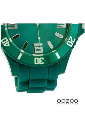 Oozoo Quarzuhr Damen Armbanduhr blau Analog, (Analoguhr), Damenuhr rund, extra groß (ca. 48mm) Silikonarmband, Fashion-Style grün