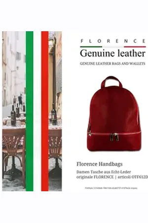 Florence Cityrucksack Rucksack Damen Echtleder, Damen Leder Cityrucksack, dunkelrot ca. 32cm x ca. 30cm rot