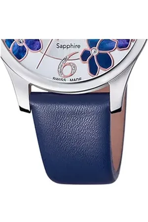 Candino Quarzuhr Damen Armbanduhr Elegance, (Analoguhr), Damen Armbanduhr rund, Lederarmband dunkelblau, Fashion blau