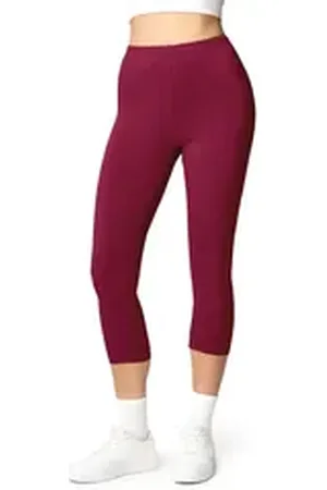 Ladeheid Leggings Damen 3/4 Capri Hose aus Baumwolle LA40-132 (1-tlg) elastischer Bund rot S