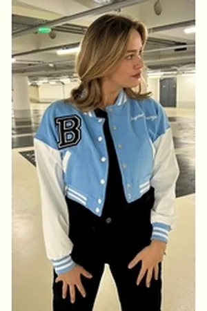 Worldclassca Collegejacke Damen Crop Collegejacke Übergangsjacke Bomberjacke blau M