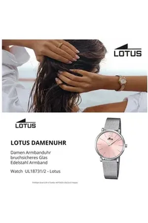 Lotus Quarzuhr Edelstahl Damen Uhr 18731/2, (Analoguhr), Damenuhr mit Edelstahlarmband, rundes Gehäuse, mittel (ca. 33mm), Eleg silberfarben