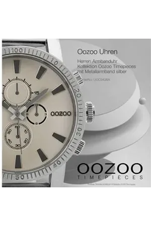 Oozoo Quarzuhr Herren Armbanduhr Timepieces Analog, (Analoguhr), Herrenuhr rund, extra groß (ca. 50mm) Metallarmband, Casual-Style silberfarben