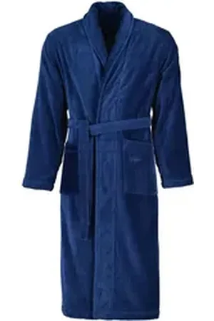 Vossen Unisex-Bademantel Feeling-L Schalkragen Velours, Schalkragen, 100% Baumwolle blau L