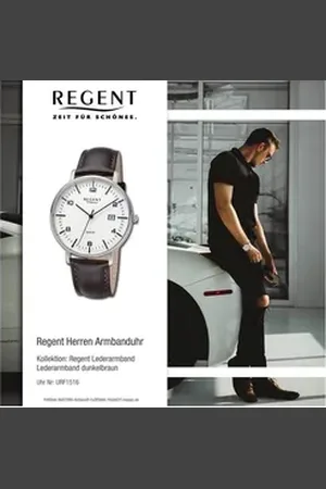 Regent Quarzuhr Herren Armbanduhr Analog, (Analoguhr), Herren Armbanduhr rund, extra groß (ca. 42mm), Lederarmband braun