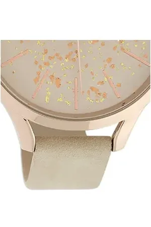 Oozoo Quarzuhr Damen Armbanduhr grau Analog, (Analoguhr), Damenuhr rund, groß (ca. 44mm) Lederarmband, Fashion-Style braun