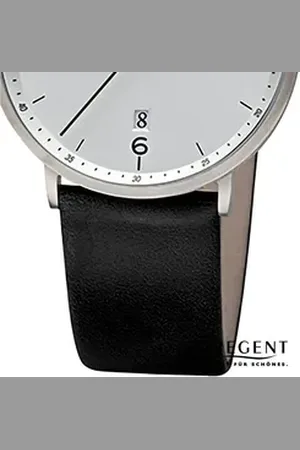 Regent Quarzuhr Herren Armbanduhr Analog, (Analoguhr), Herren Armbanduhr rund, extra groß (ca. 39mm), Lederarmband schwarz