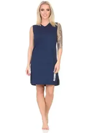 Normann Nachthemd Damen Nachthemd Strandkleid in maritimer Optik blau 56-58