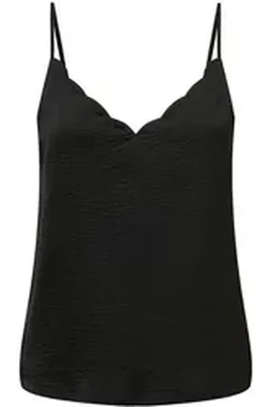 ONLY Shirttop Damen Top mit verstellbaren Spaghettiträgern und V-Ausschnitt ONLDEBBIE SINGLET NOOS WVN schwarz 34