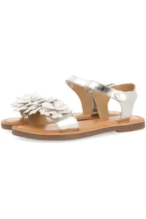 Gioseppo IMOTSKI Sandale, Sommerschuh, Klettschuh, Sandalette, im Metallic Look silberfarben 36 EU
