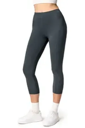 Ladeheid Leggings Damen 3/4 Capri Hose aus Baumwolle LA40-132 (1-tlg) elastischer Bund grau M