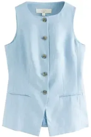 Next Anzugweste Chambray-Weste mit Struktur (1-tlg) blau 84 (GB: 14 Tall)