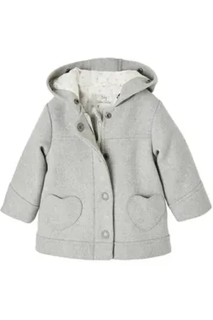 Vertbaudet Dufflecoat Mädchen Baby Mantel mit Kapuze grau 71