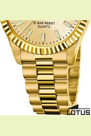 Lotus Chronograph Damenuhr Edelstahl gold , (Chronograph), Damen Armbanduhr rund, mittel (ca. 32,5mm), Edelstahl goldfarben