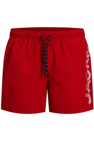 JACK & JONES Badeshorts JPSTMAUI JJSWIM SPLICE Logo AKM SN mit seitlichem Logo rot XL