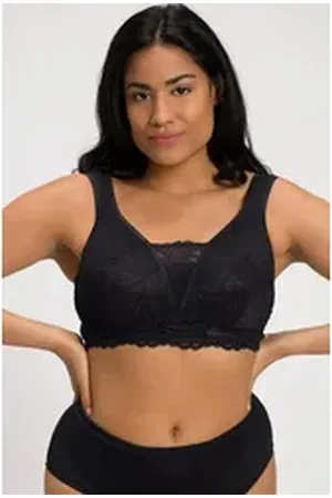 Ulla Popken Bügelloser BH Bralette Spitze ohne Bügel Cup B - F schwarz 95