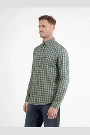 Lerros Karohemd Kariertes Herrenhemd mit Button-down-Kragen grün S