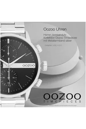 Oozoo Quarzuhr Herren Armbanduhr Timepieces Analog, (Analoguhr), Herrenuhr rund, groß (ca. 45mm) Metallarmband, Casual-Style silberfarben