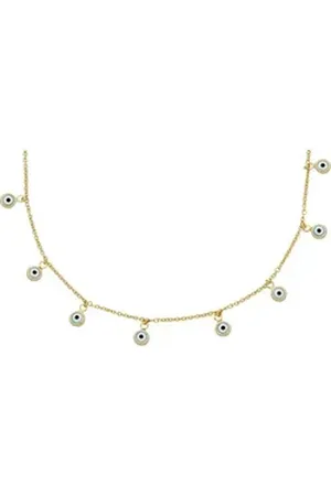 Fossil Collier Damen-Kette Metall Glasstein goldfarben