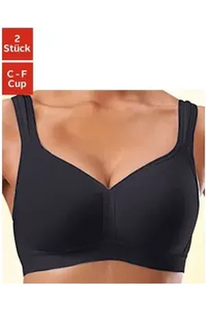 Petite Fleur Soft-BH (Packung, 2 Stück) ohne Bügel aus sanfter Baumwolle schwarz|weiß 100