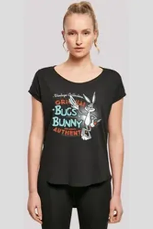 F4NT4STIC T-Shirt Long Cut T-Shirt Looney Tunes Vintage Bugs Bunny Damen,Premium Merch,Lang,Longshirt,Bedruckt schwarz L