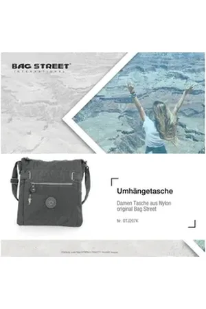Bag Street Umhängetasche Nylon Tasche Damenhandtasche (Umhängetasche, Umhängetasche), Damen, Jugend Tasche strapazierfähiges Textilnylon grau grau
