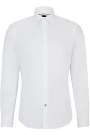 HUGO BOSS Businesshemd Regular-Fit Hemd Baumwoll-Popeline weiß 39