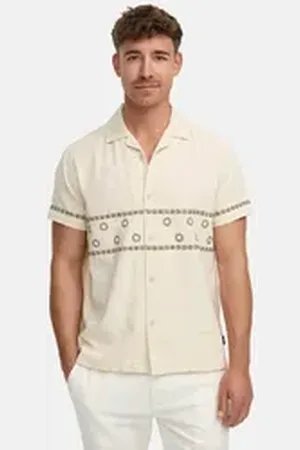 INDICODE Kurzarmhemd INCotta Kurzarm-Hemd mit dekorativer Musterung beige XL