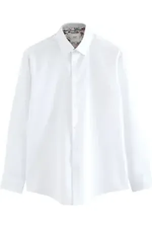 Next Langarmhemd Pflegeleichtes Slim Fit Hemd mit Paspeln (1-tlg) weiß 44 (Normallänge)