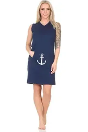 Normann Nachthemd Damen Nachthemd Strandkleid in maritimer Optik blau 48-50