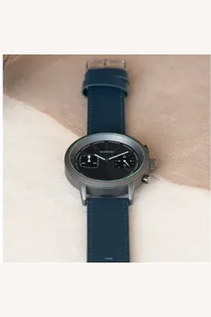 Oozoo Quarzuhr Herren Armbanduhr dunkelblau, (Analoguhr), Herrenuhr rund, extra groß (ca. 50mm) Lederarmband, Sport-Style blau