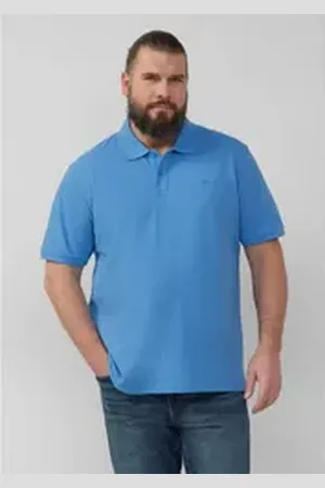 QS by s.Oliver Poloshirt Poloshirt aus Baumwollpiqué kurzarm, Kragen, Knöpfe, Logo blau 3XL