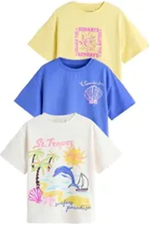 Next Strandshirt 3er-Pack Oversized Fit T-Shirts mit Print (3-tlg) blau 98 (3 J.)