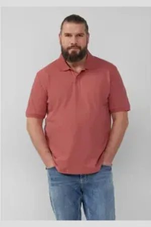 QS by s.Oliver Poloshirt Poloshirt aus Baumwollpiqué kurzarm, Kragen, Knöpfe, Logo rot 4XL