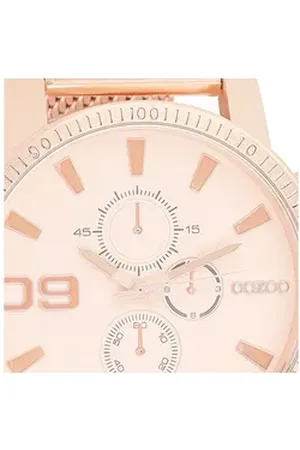 Oozoo Quarzuhr Herren Armbanduhr rosegold Analog, (Analoguhr), Herrenuhr rund, extra groß (ca. 50mm) Metallarmband, Casual-Style rosa