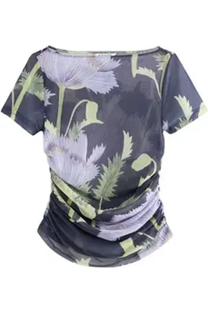 Next Shirttop Kurzärmeliges, gerafftes Mesh-Oberteil (1-tlg) blau 44 (GB: 16)